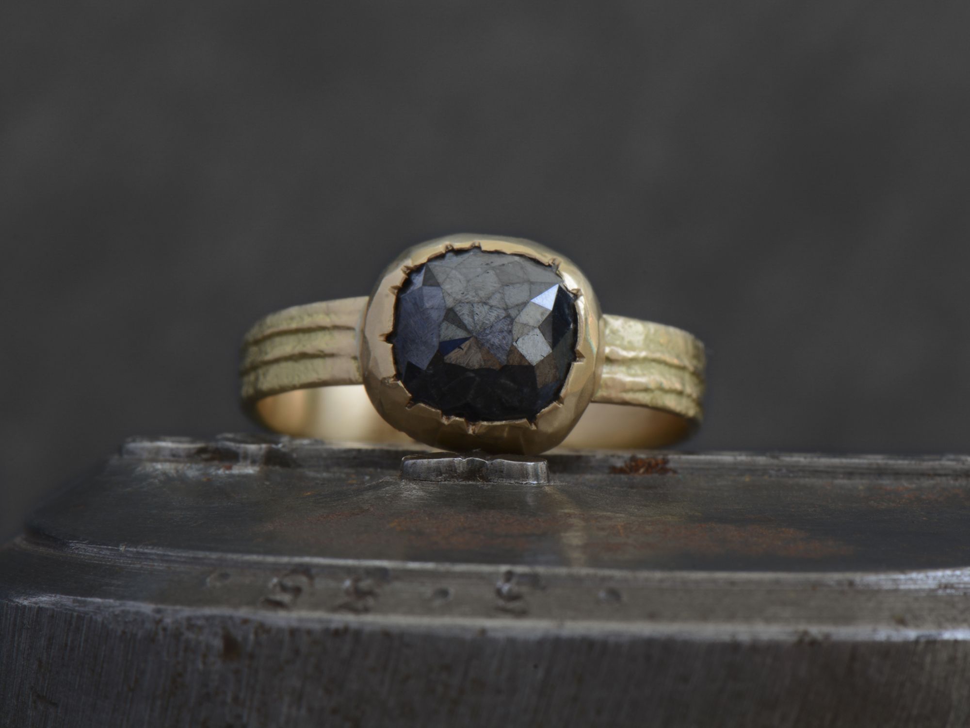 Black diamond Sitia gold ring by Emmanuelle Zysman