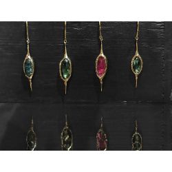 Yellow gold and rosecut tourmaline Comet earrings by Emmanuelle Zysman