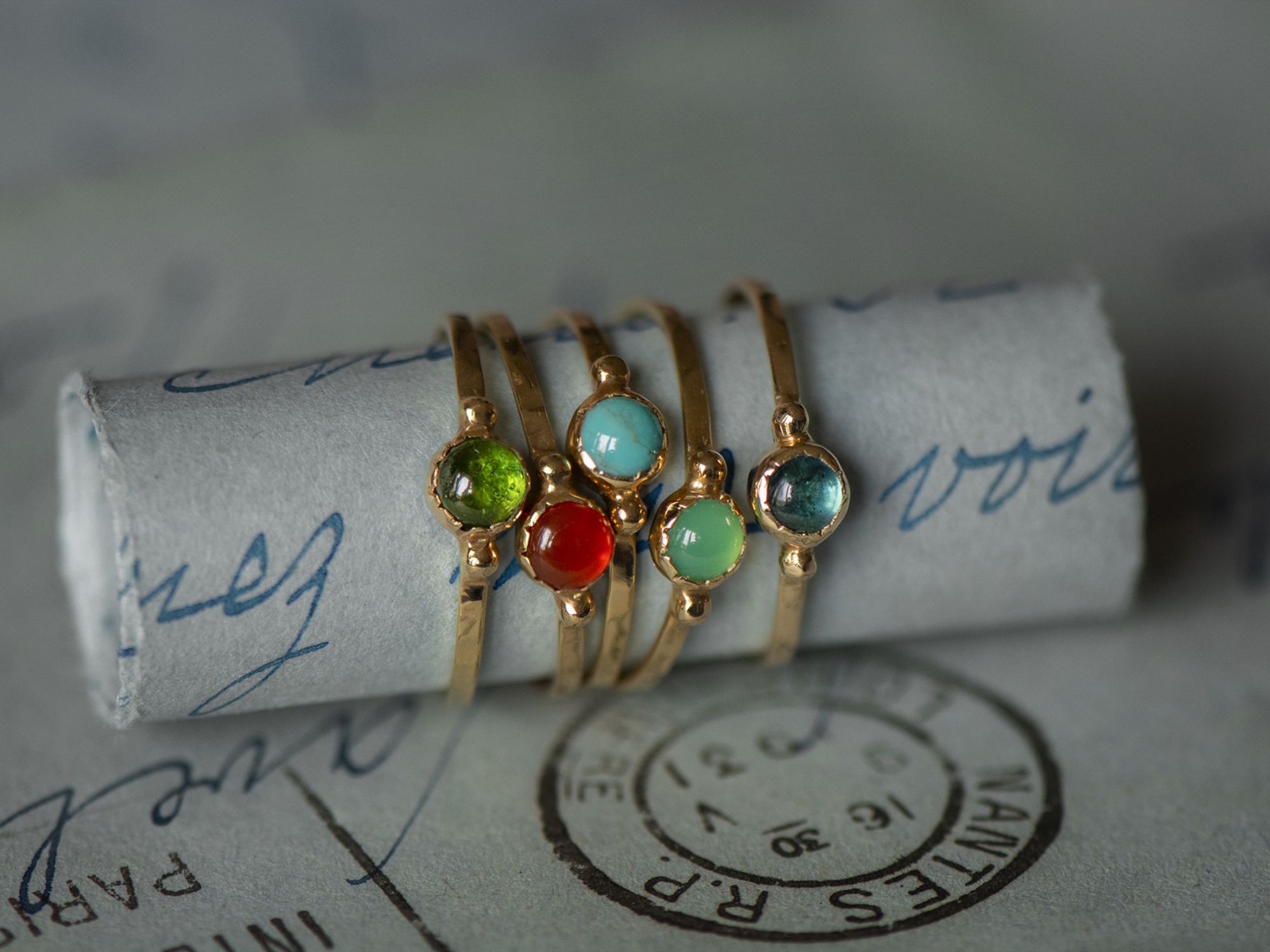 Baby Yellow gold rings by Emmanuelle Zysman