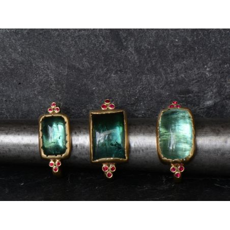 Ruby Queen yellow gold and green tourmaline ring by Emmanuelle Zysman
