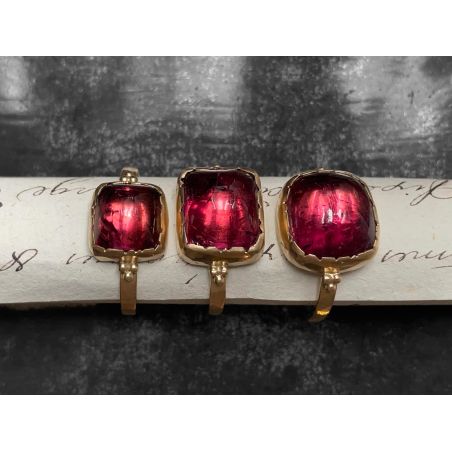 Queen B yellow gold and pink tourmaline rings by Emmanuelle Zysman