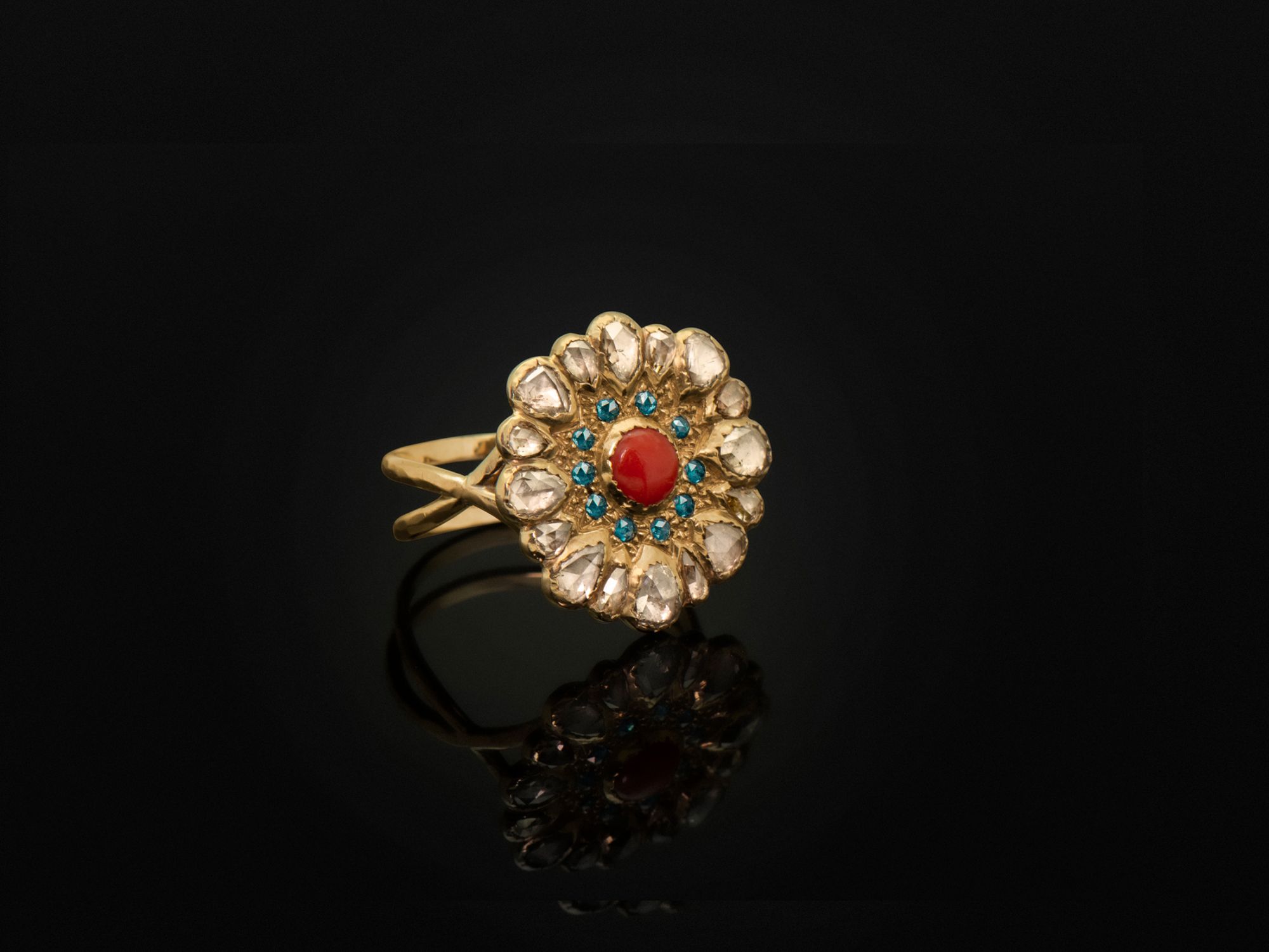 Vesna Coral Diamond small ring by Emmanuelle Zysman