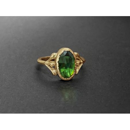Baby Diane yellow gold rosecut oval tourmaline ring by Emmanuelle Zysman