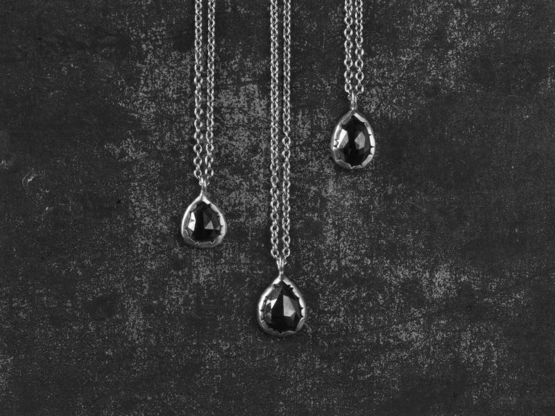 Twinkle black diamond white gold necklace by Emmanuelle Zysman