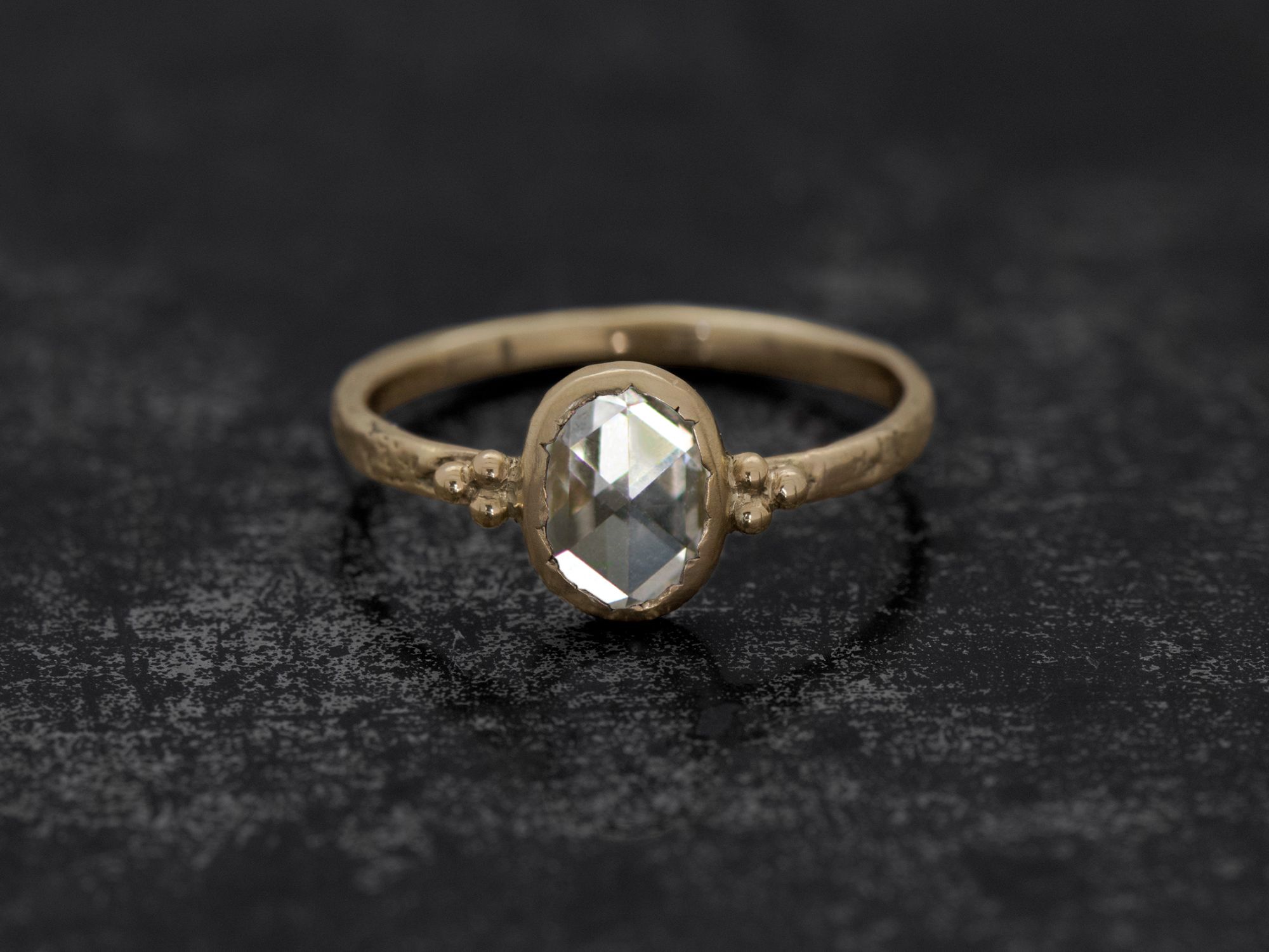 Romy oval rosecut white diamond ring by Emmanuelle Zysman