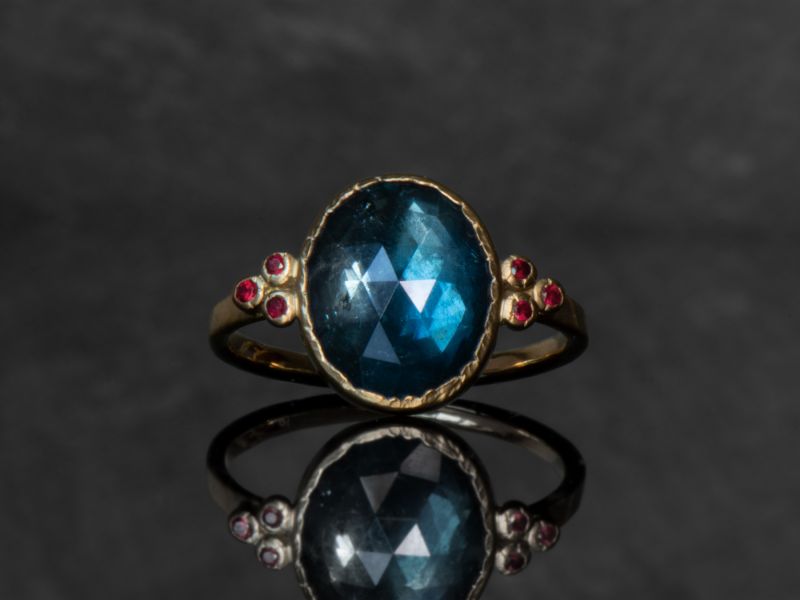 Ruby Queen yellow gold and blue tourmaline ring by Emmanuelle Zysman