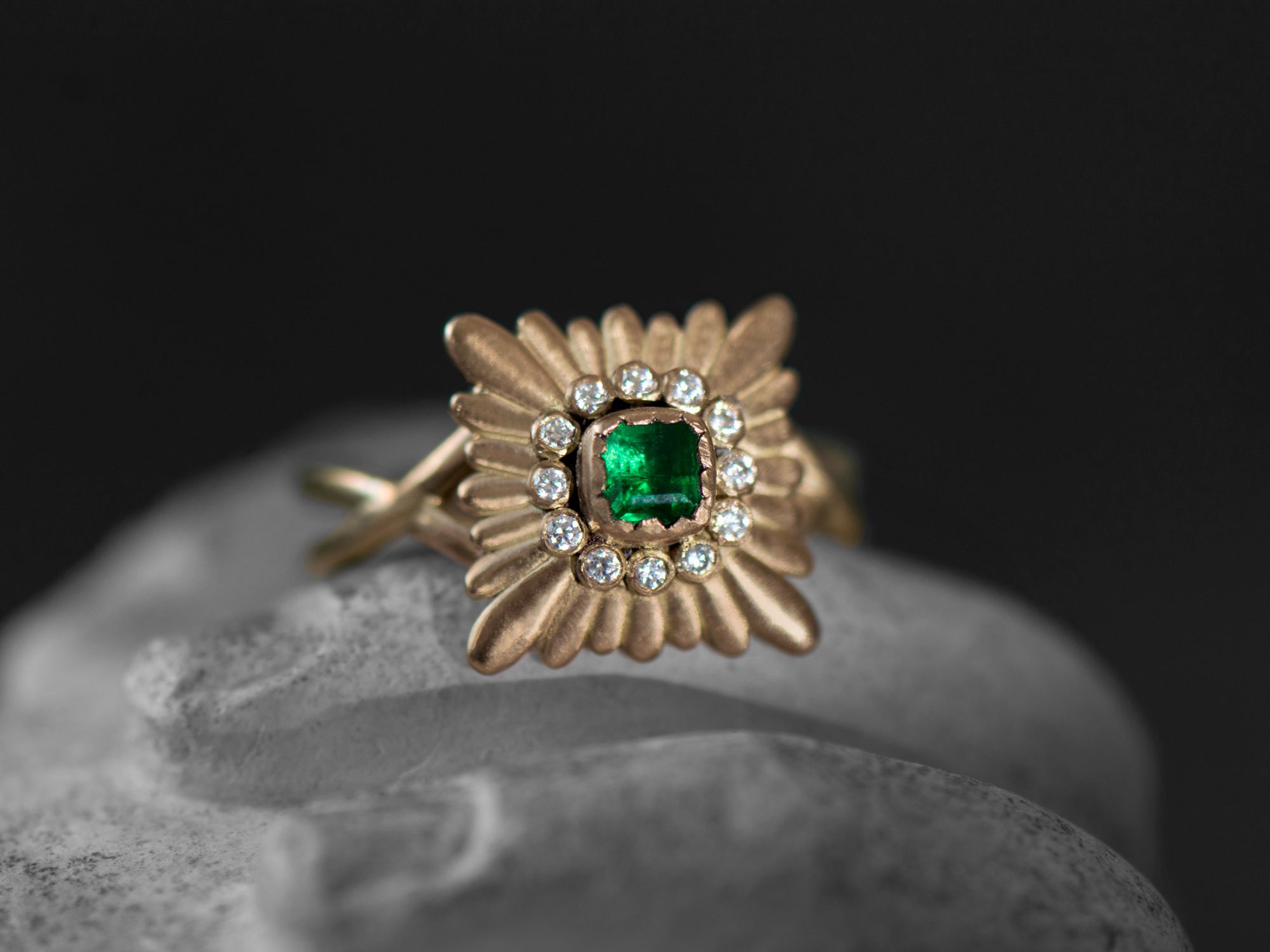 Mila Emerald and diamonds ring by Emmanuelle Zysman