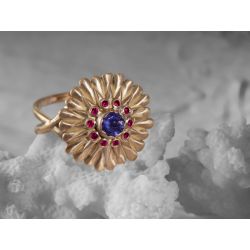 Sacha Iolite and rubies ring by Emmanuelle Zysman