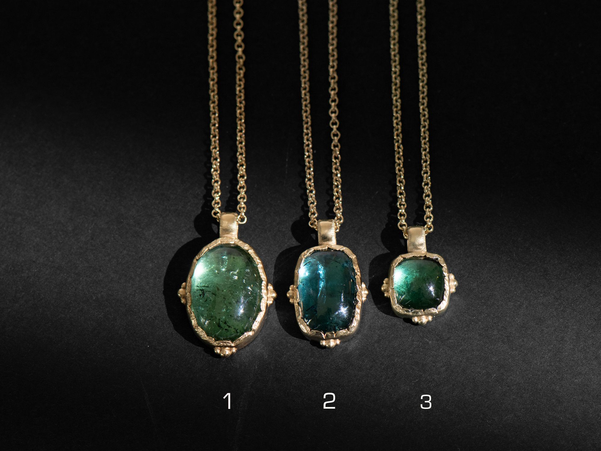 Enigma Vermeil and green tourmaline necklace by Emmanuelle Zysman