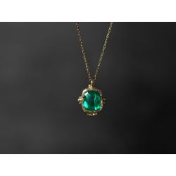 Enigma 0,53cts Emerald and gold necklace by Emmanuelle Zysman
