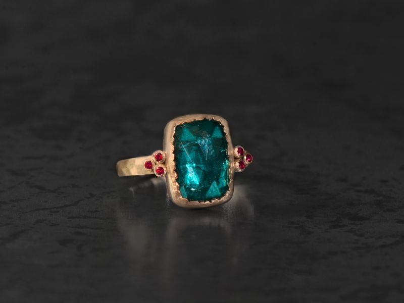 Queen rubies and indigo tourmaline ring by Emmanuelle Zysman