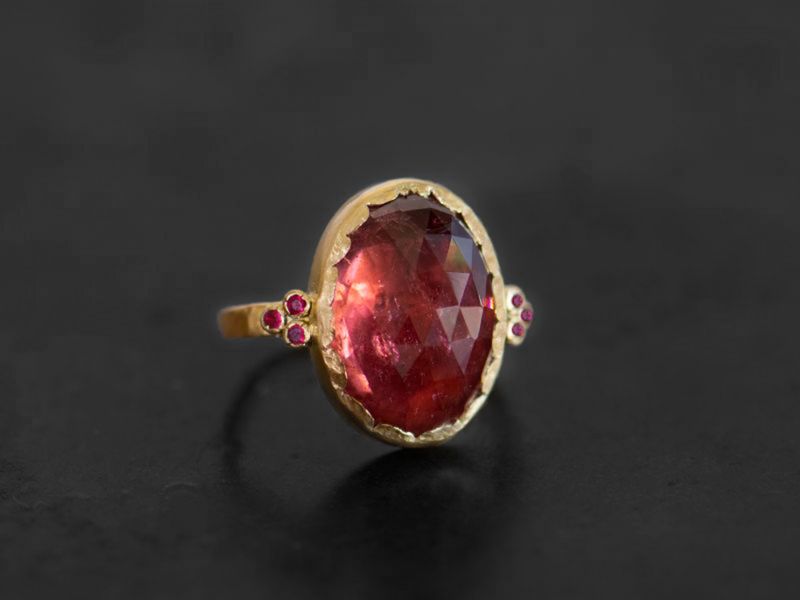 Queen Rubies and 11,44cts pink tourmaline ring by Emmanuelle Zysman