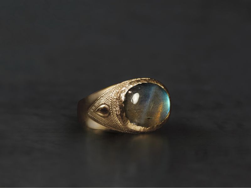 Ispahan Vermeil and labradorite ring by Emmanuelle Zysman