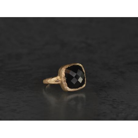 Oriane vermeil and black onyx ring by Emmanuelle Zysman