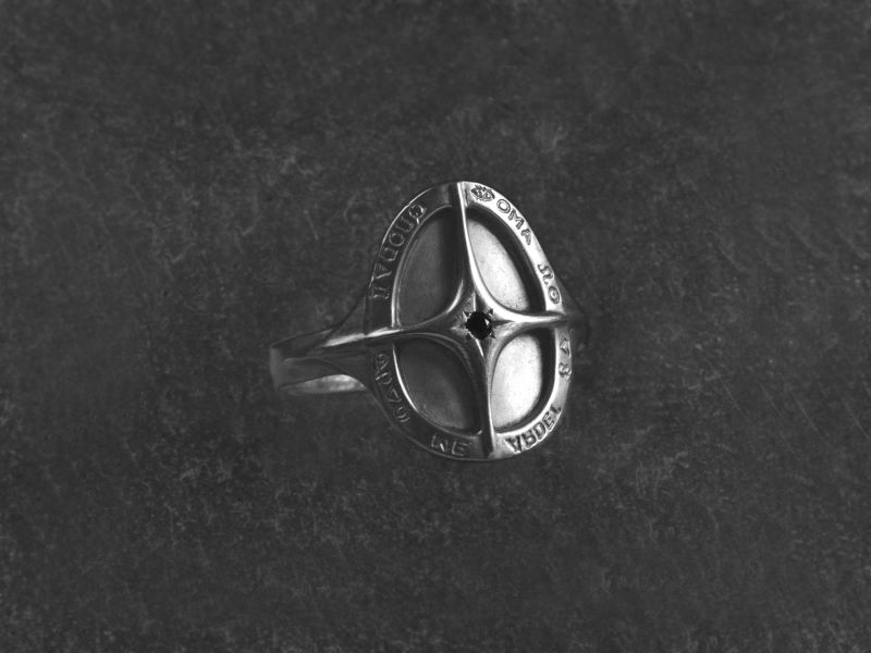 Amo Quod black diamond palladium plated silver ring for men by Emmanuelle Zysman