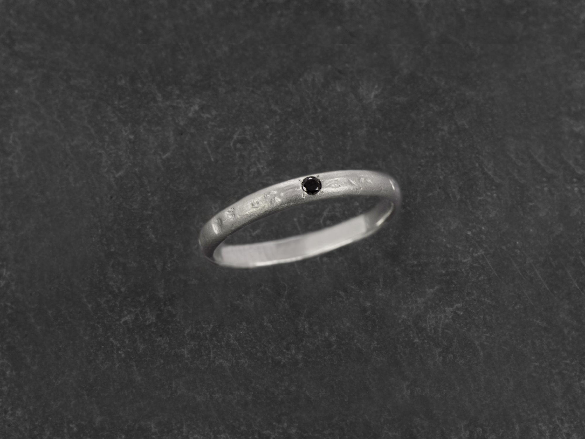 Lorelei rhodium plated silver black diamond ring for men by Emmanuelle Zysman