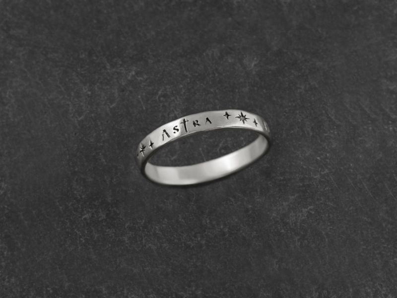 Ad Astra silver ring for men by Emmanuelle Zysman