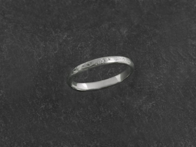 Lorelei white gold stone hammered ring  for men by Emmanuelle Zysman