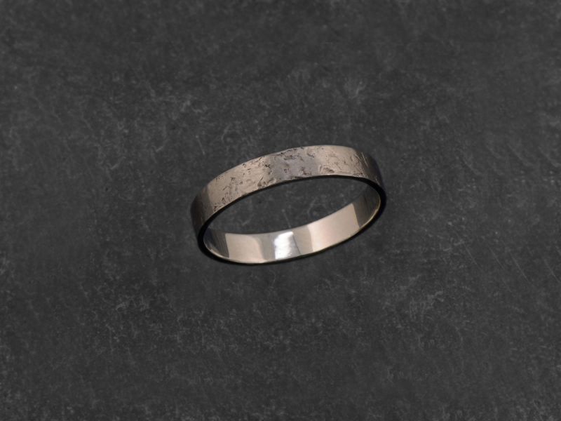 Double Mon Cheri hammered white gold ring for men by Emmanuelle Zysman