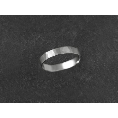 Mon Cheri double hammered white gold ring for men by Emmanuelle Zysman