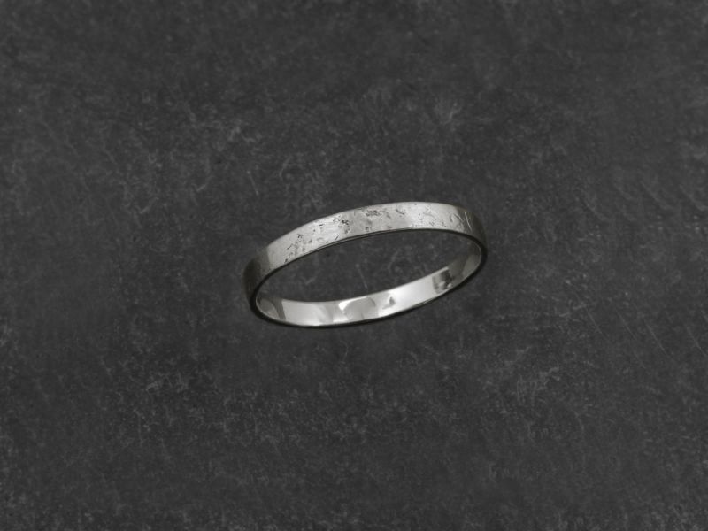 Mon Cheri 2.5 stone hammered white gold ring for men by Emmanuelle Zysman