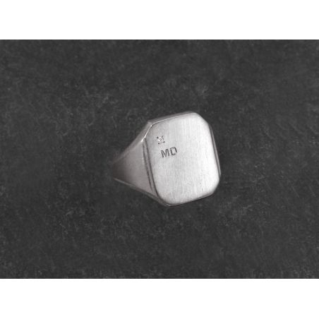 Nemours diamond + initials signet ring by Emmanuelle Zysman