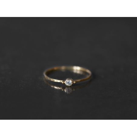 Baby Solitaire yellow gold diamond ring by Emmanuelle Zysman
