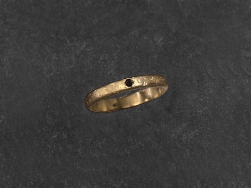 Lorelei black diamond vermeil ring by Emmanuelle Zysman